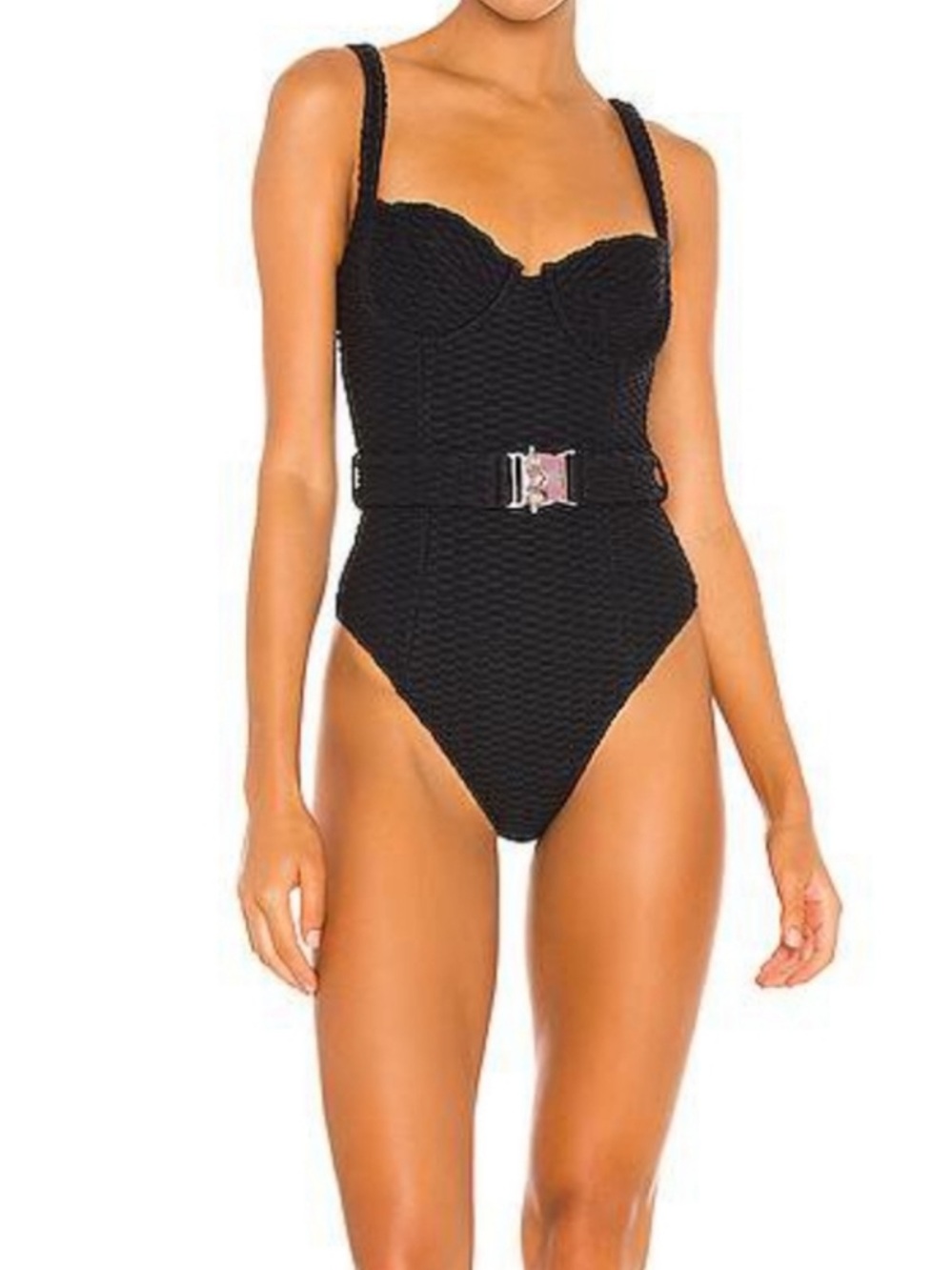 DEVON WINDSOR Freya one piece belted black swimwear size small